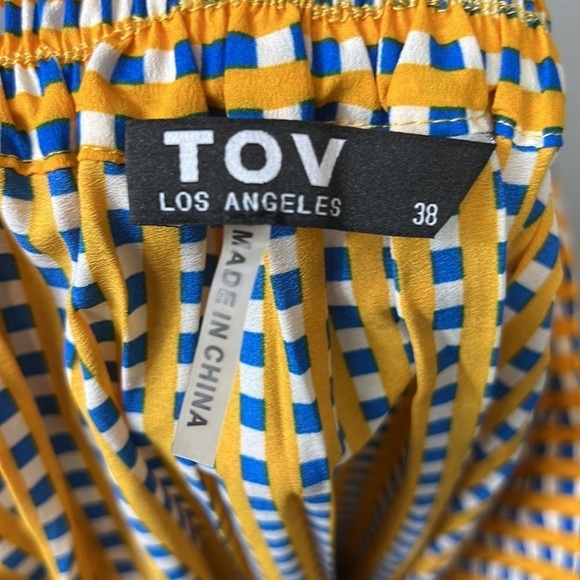 TOV Los Angeles Checked Maxi Skirt 38 Blue Yellow Small - Picture 6 of 9